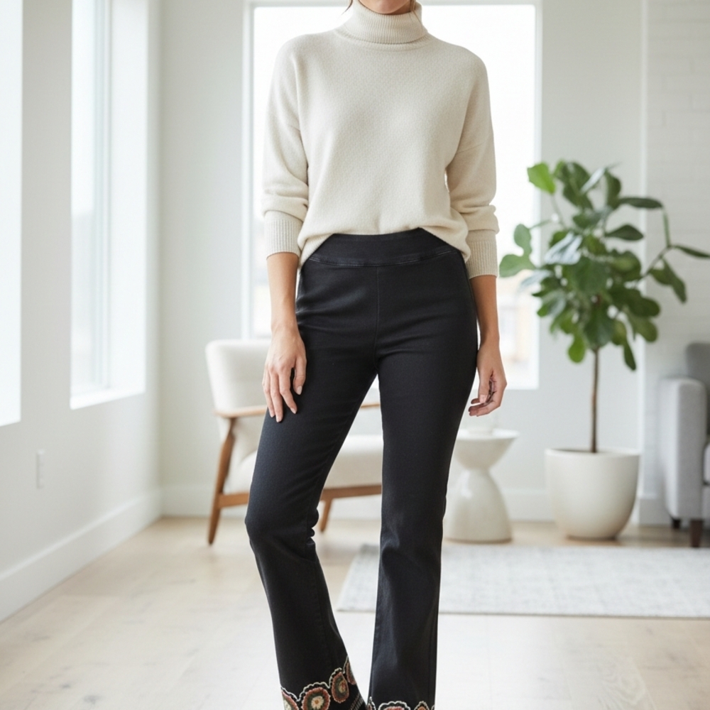 DRIFTWOOD Black Jeans With Floral Embroidery - Picture 11 of 13